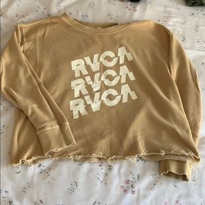 Yellow RVCA along sleeve crop